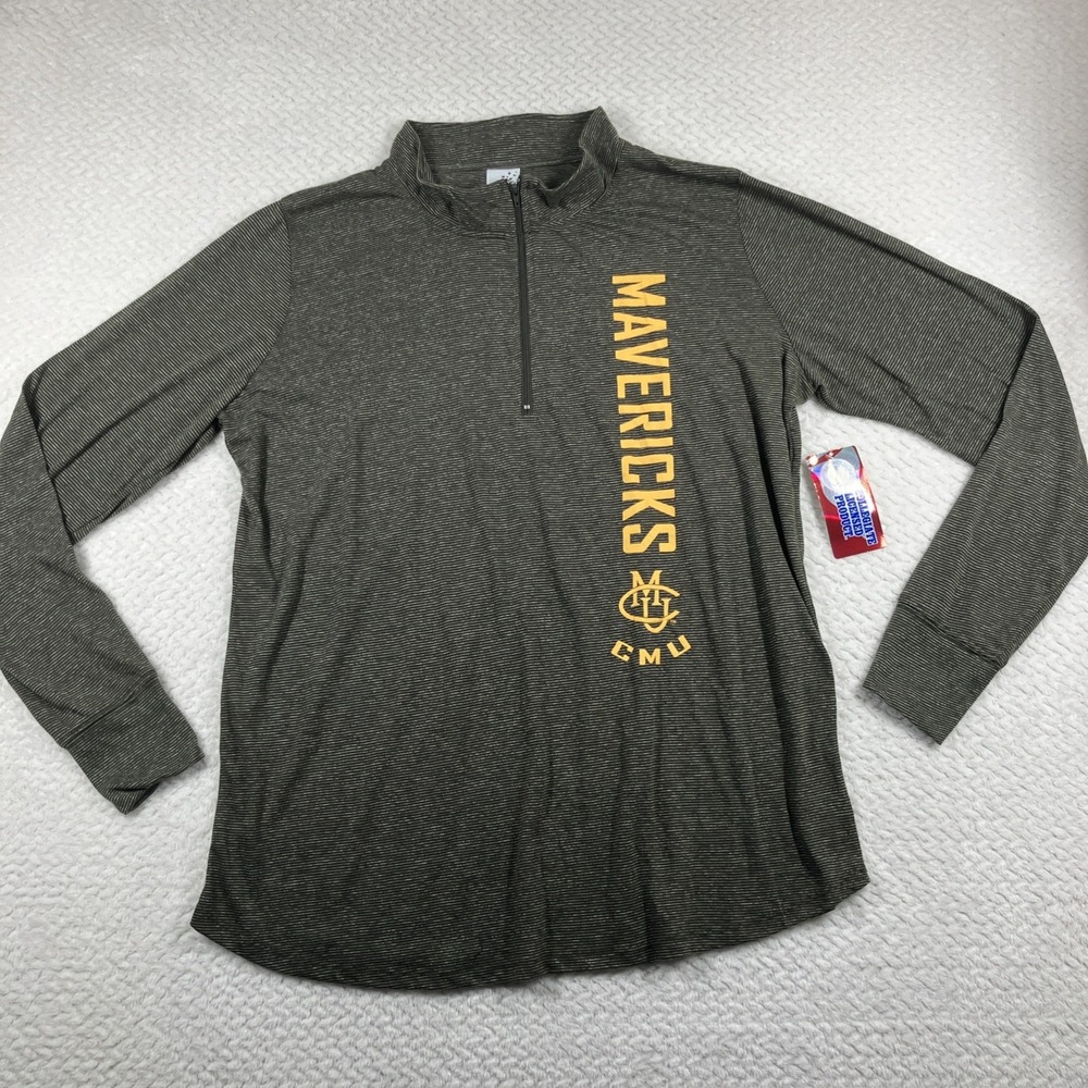 NEW‎ CMU Colorado Mesa University Mavericks 1/4 Zip Pullover Mens 3X Gray NWT